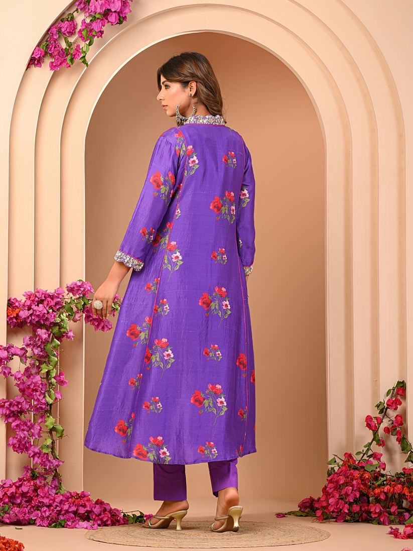 Floral Purple Kurta Set