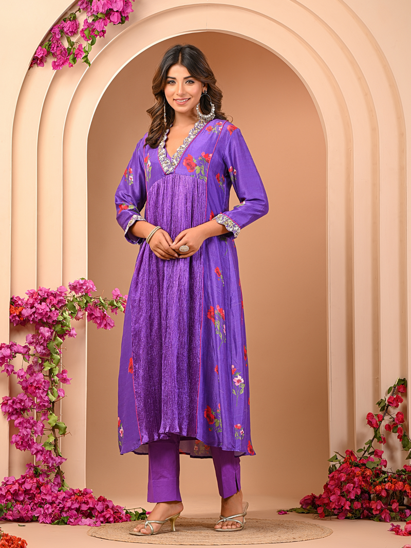 Floral Purple Kurta Set