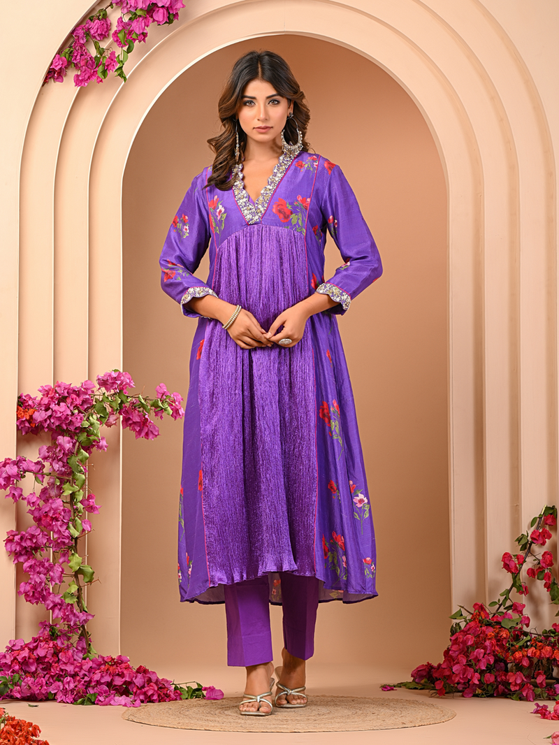 Floral Purple Kurta Set