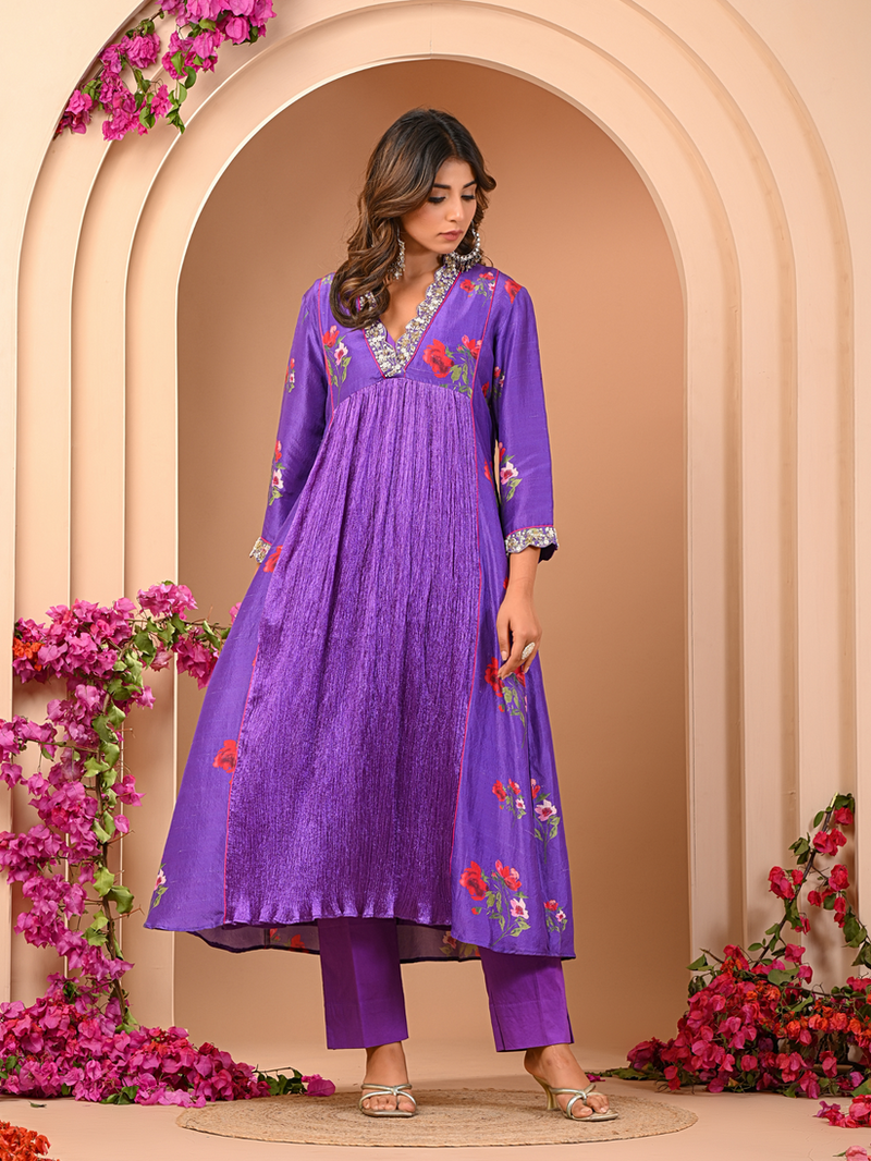 Floral Purple Kurta Set