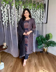 Ajrakh hand block print suit