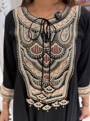 Black Soft Cotton Zari Coord Set