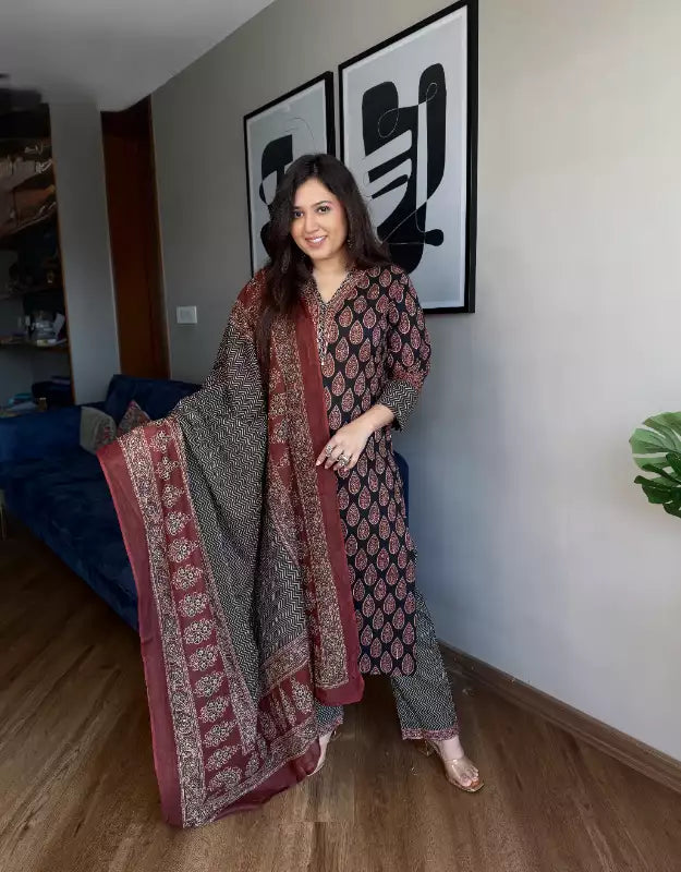 Ajrakh print kurta set