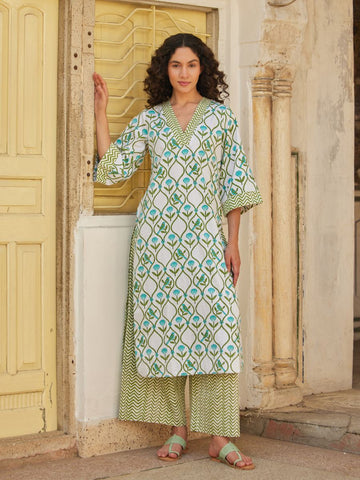 Anokhi Green Turquoise Long Kurta