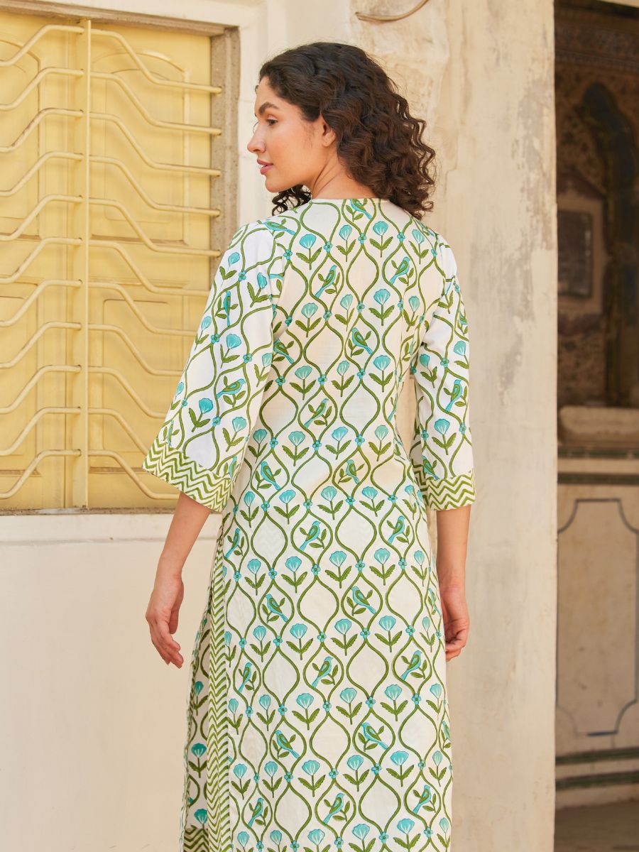 Anokhi Green Turquoise Long Kurta
