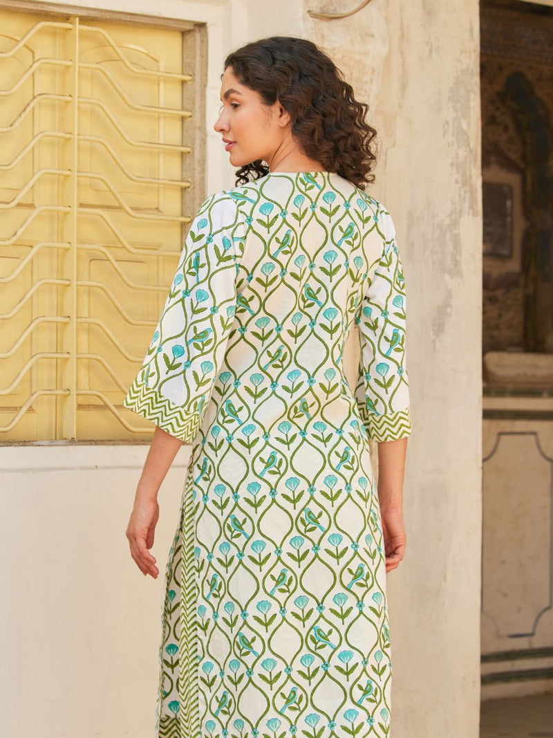 Anokhi Green Turquoise Long Kurta