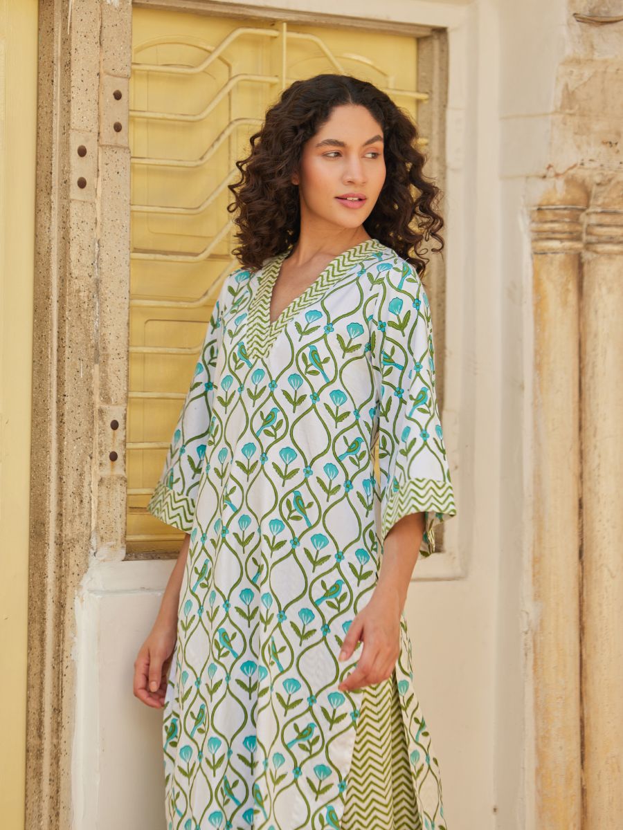 Anokhi Green Turquoise Long Kurta