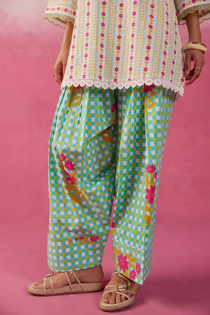 GINGHAM FLORAL PRINTED CO-ORD SET