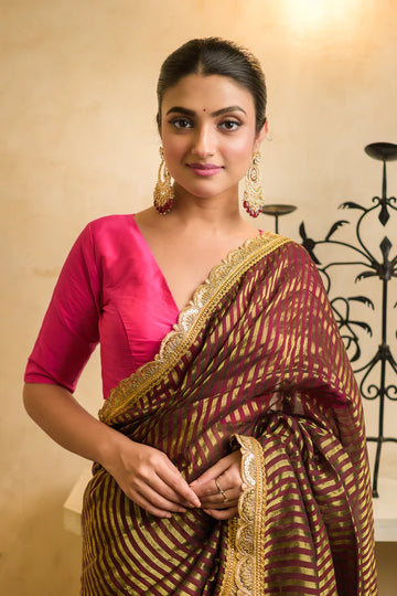 Pink Half-Sleeves Silk Blouse