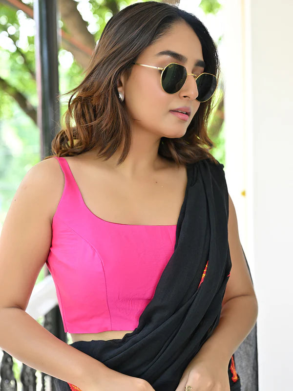 Art Silk Pink Sleeveless Blouse