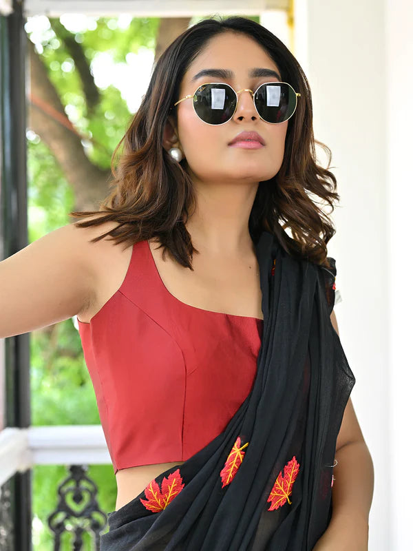 Art Silk Red Sleeveless Blouse