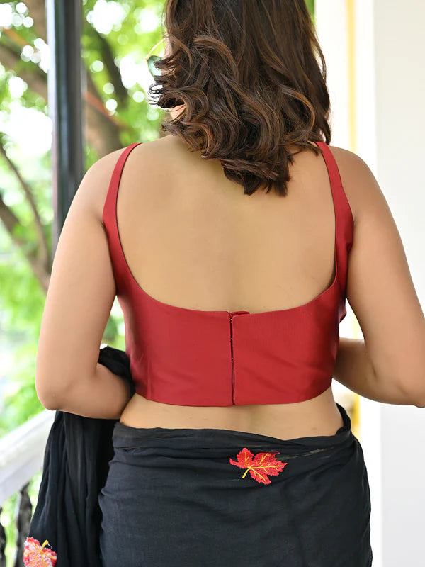 Art Silk Red Sleeveless Blouse