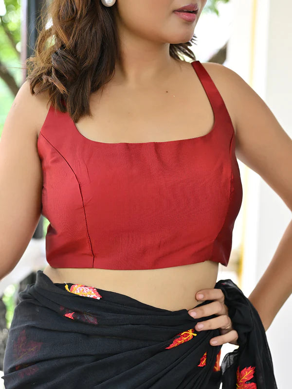 Art Silk Red Sleeveless Blouse