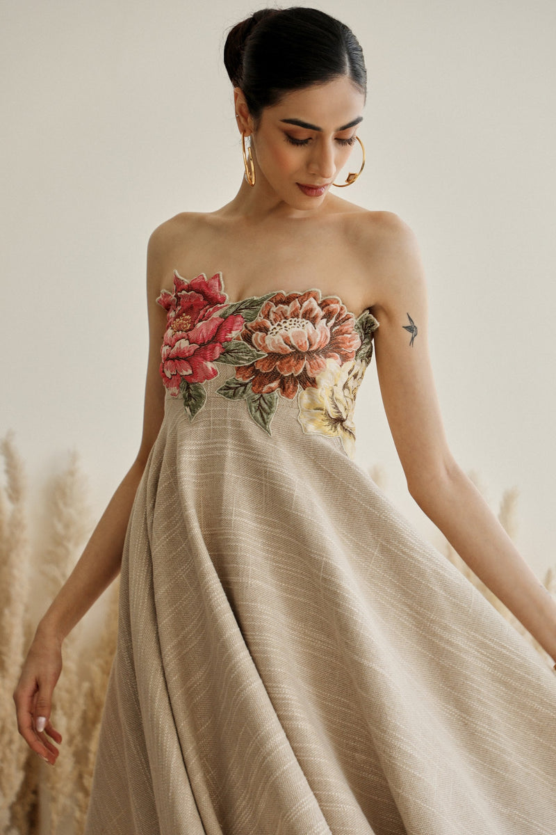 Azelea Handcrafted Dress with Cut-Out Flowers