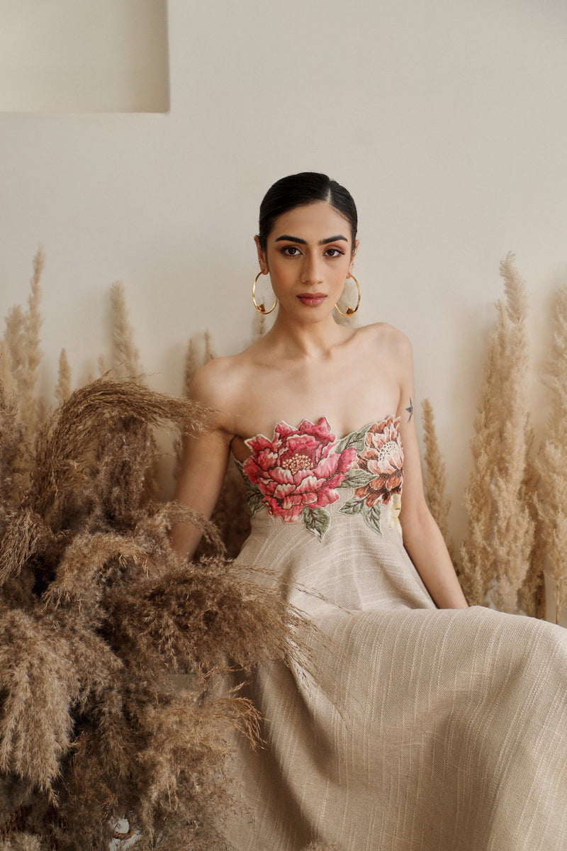 Azelea Handcrafted Dress with Cut-Out Flowers