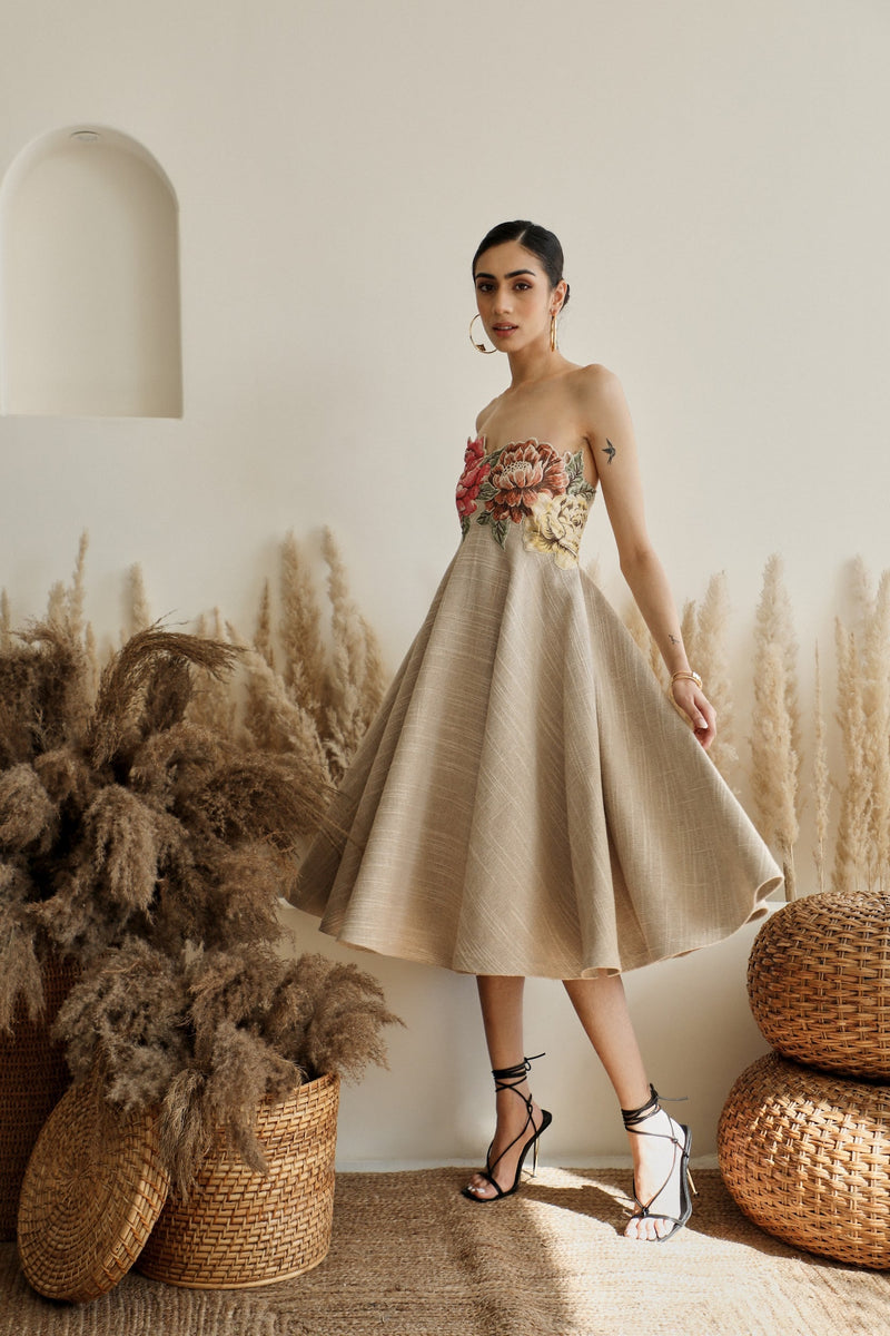 Azelea Handcrafted Dress with Cut-Out Flowers