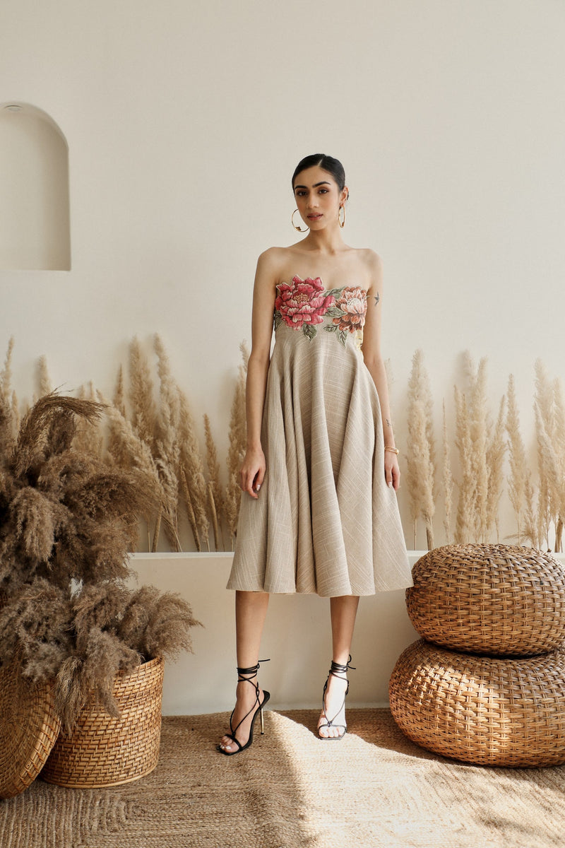 Azelea Handcrafted Dress with Cut-Out Flowers