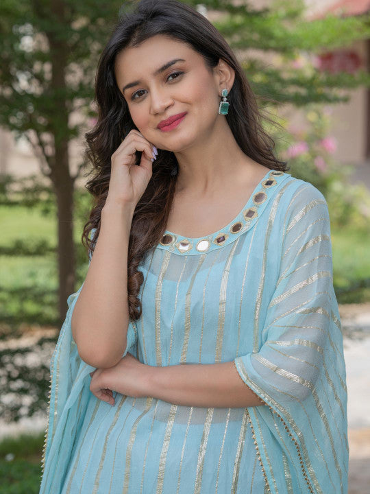 Laal Sitara Striped Kaftan Set