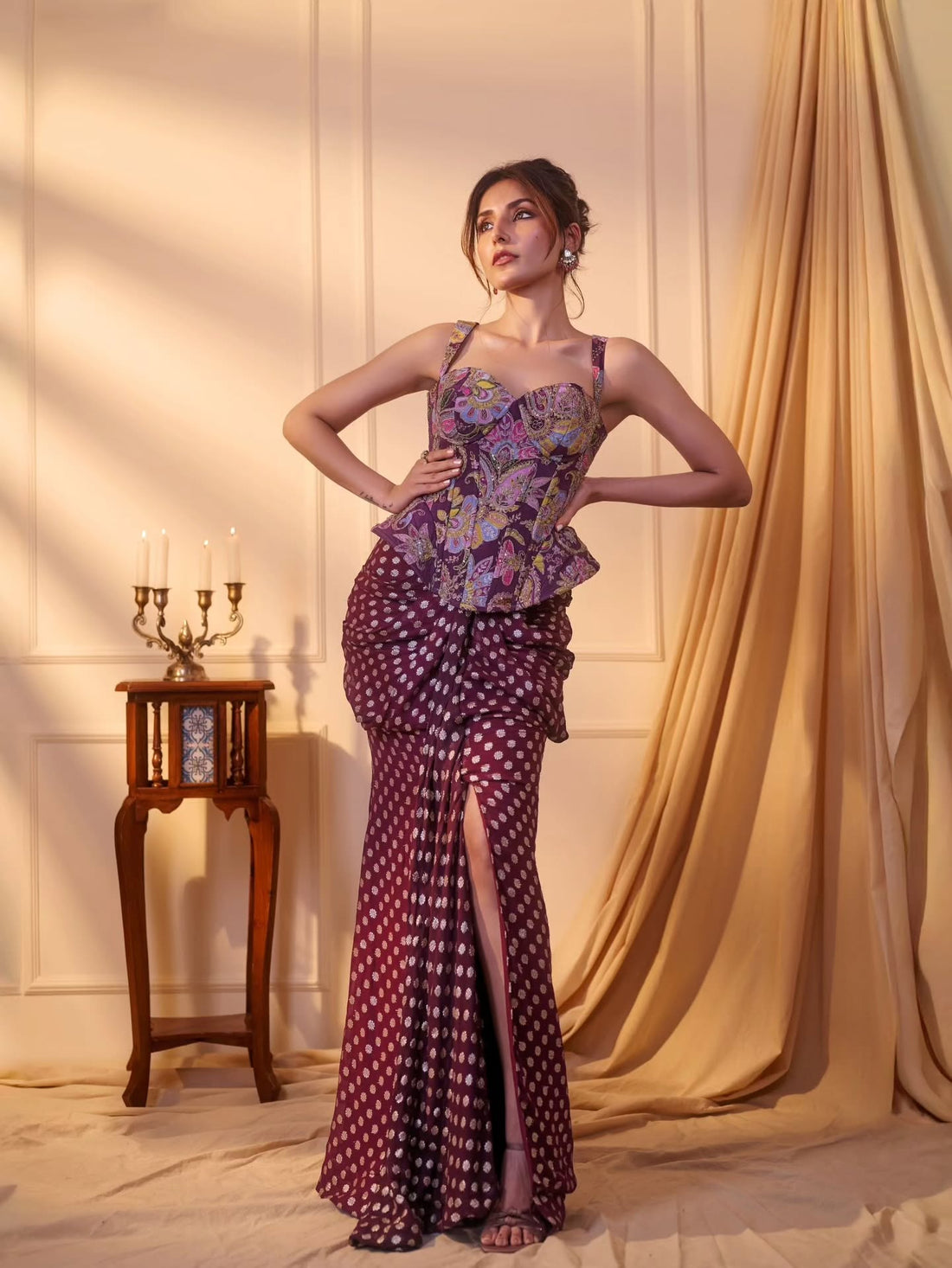 Shahi Ada Purple Embroidered Corset Top