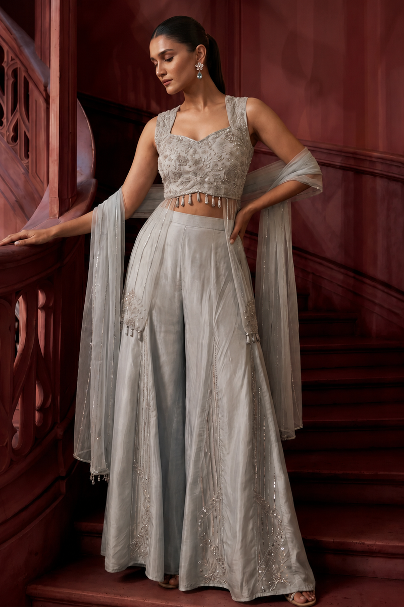 Blush Pink Handwork Indo-Western Palazzo Se
