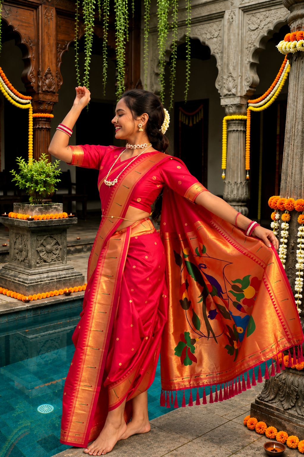 Mayur Varnika Soft Silk Paithani Nauvari Saree