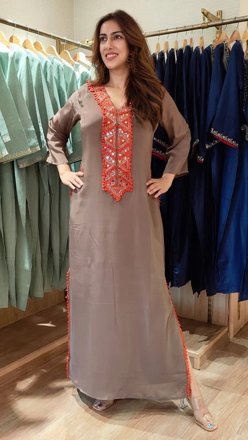 Nazaakat Embellished Mirrorwork  Kaftan Dress