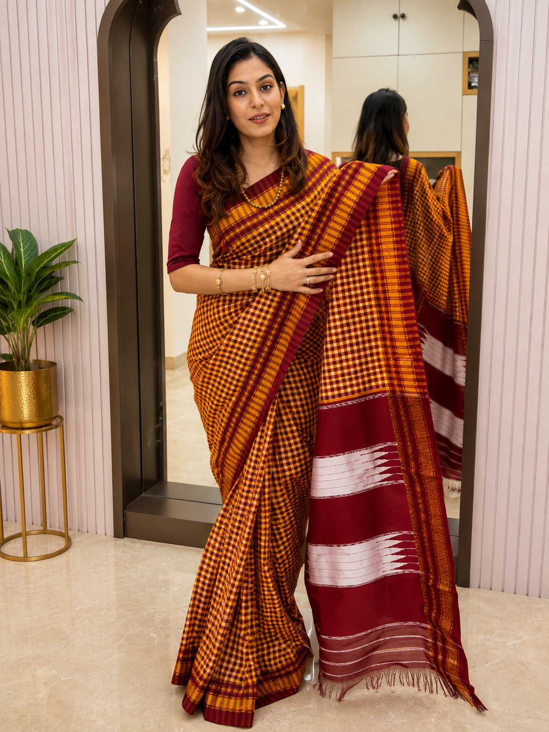 Dakshina Ikkal Zari Cotton Saree