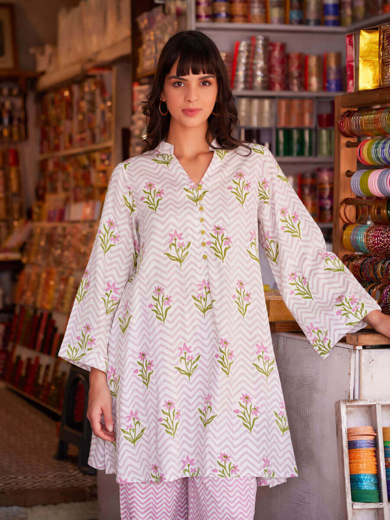 Baadal Kurta & Palazzo Set – Pink Green