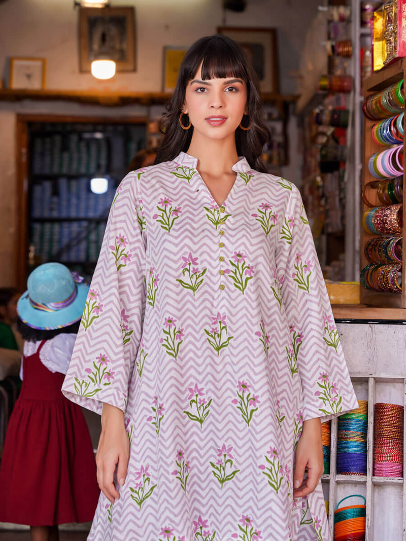 Baadal Kurta & Palazzo Set – Pink Green