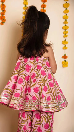 Pink Cotton Bachapan Nazakat Sharara Set