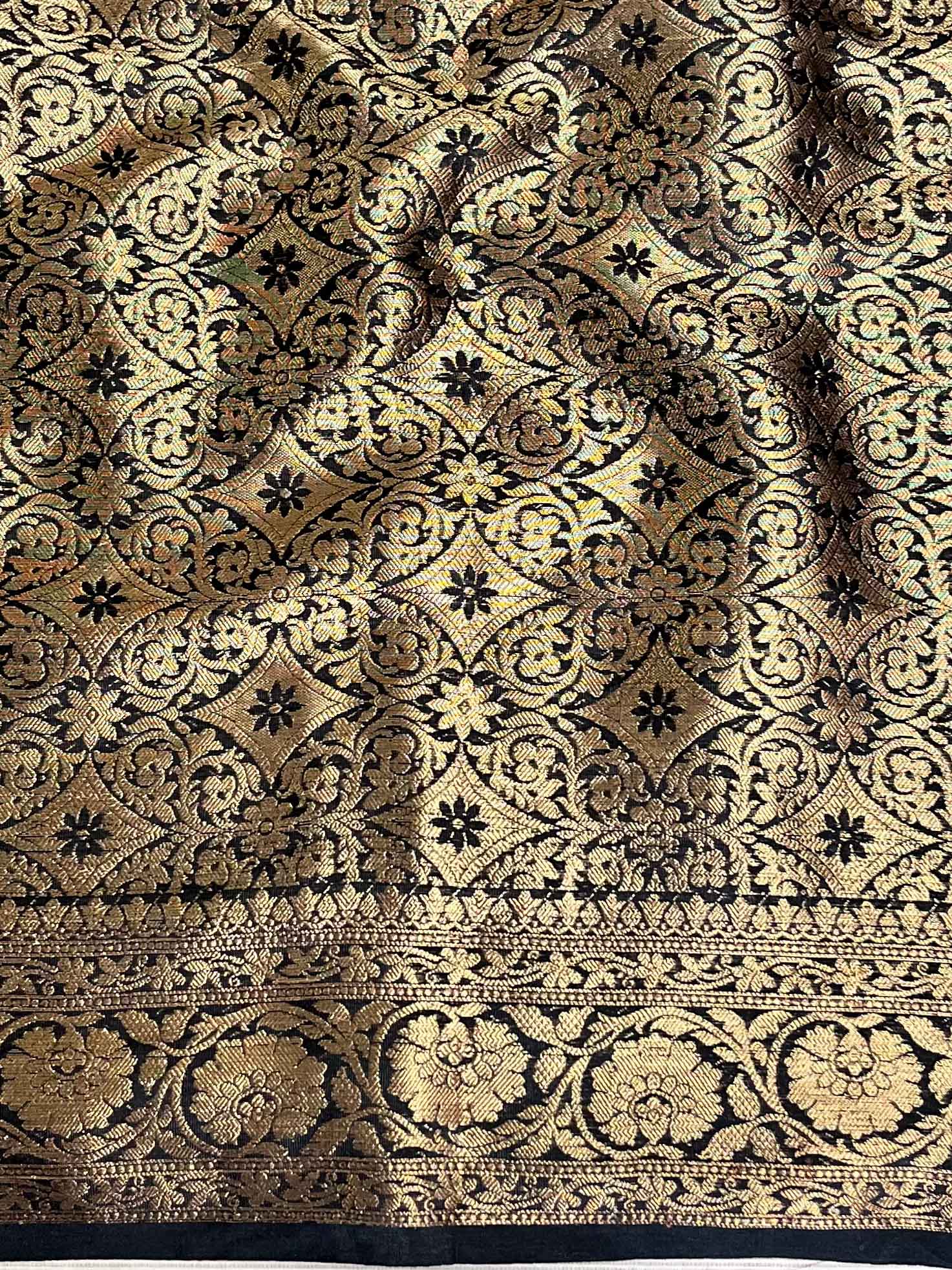 Banarasee Black Semi Silk Saree