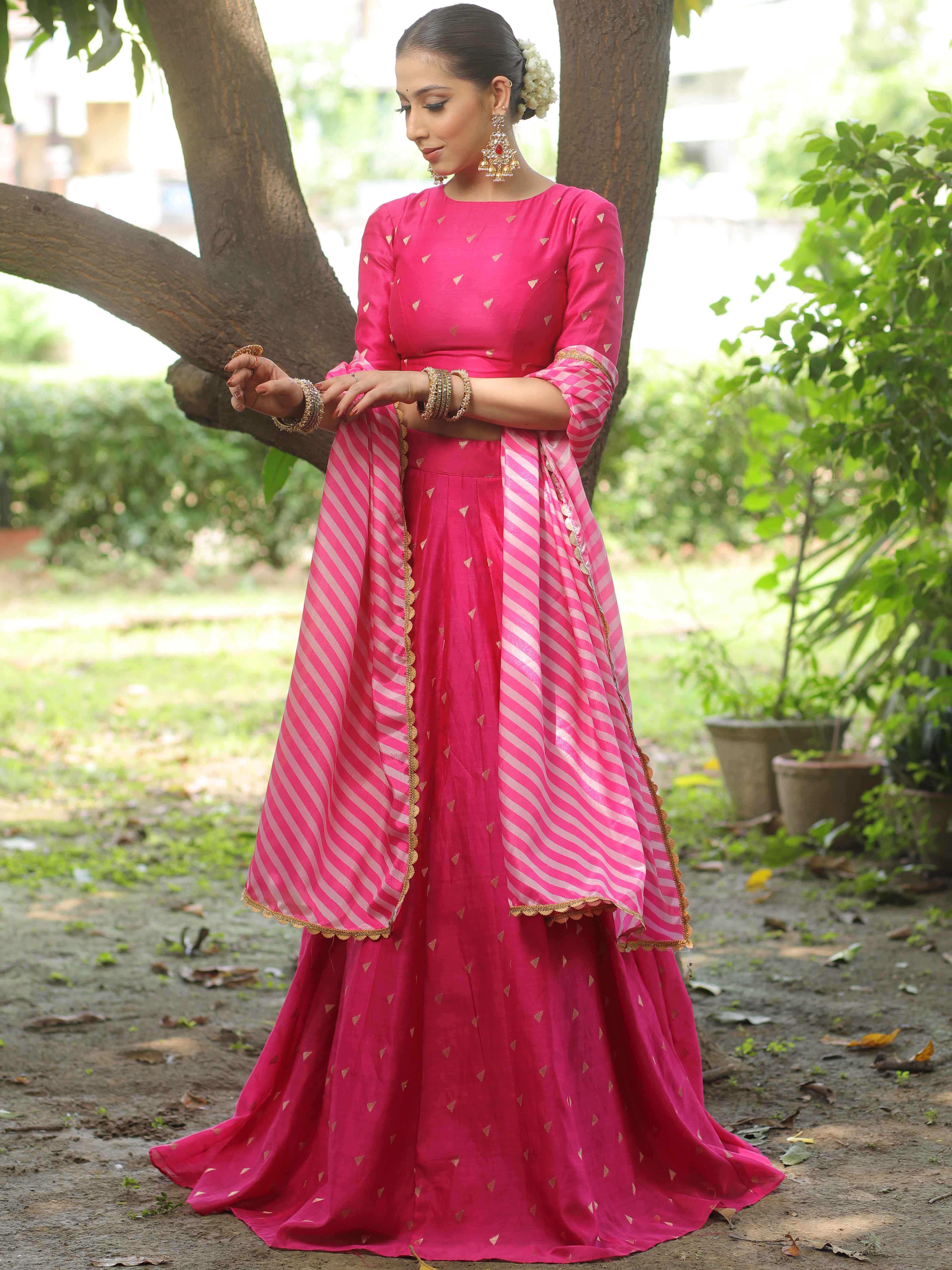 Pink silk lehenga