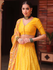Yellow silk lehenga