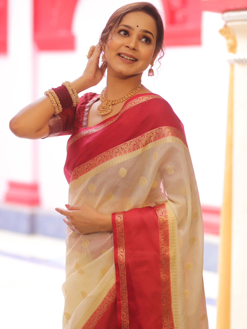 Banarasee Cotton Silk Kota Checks Saree