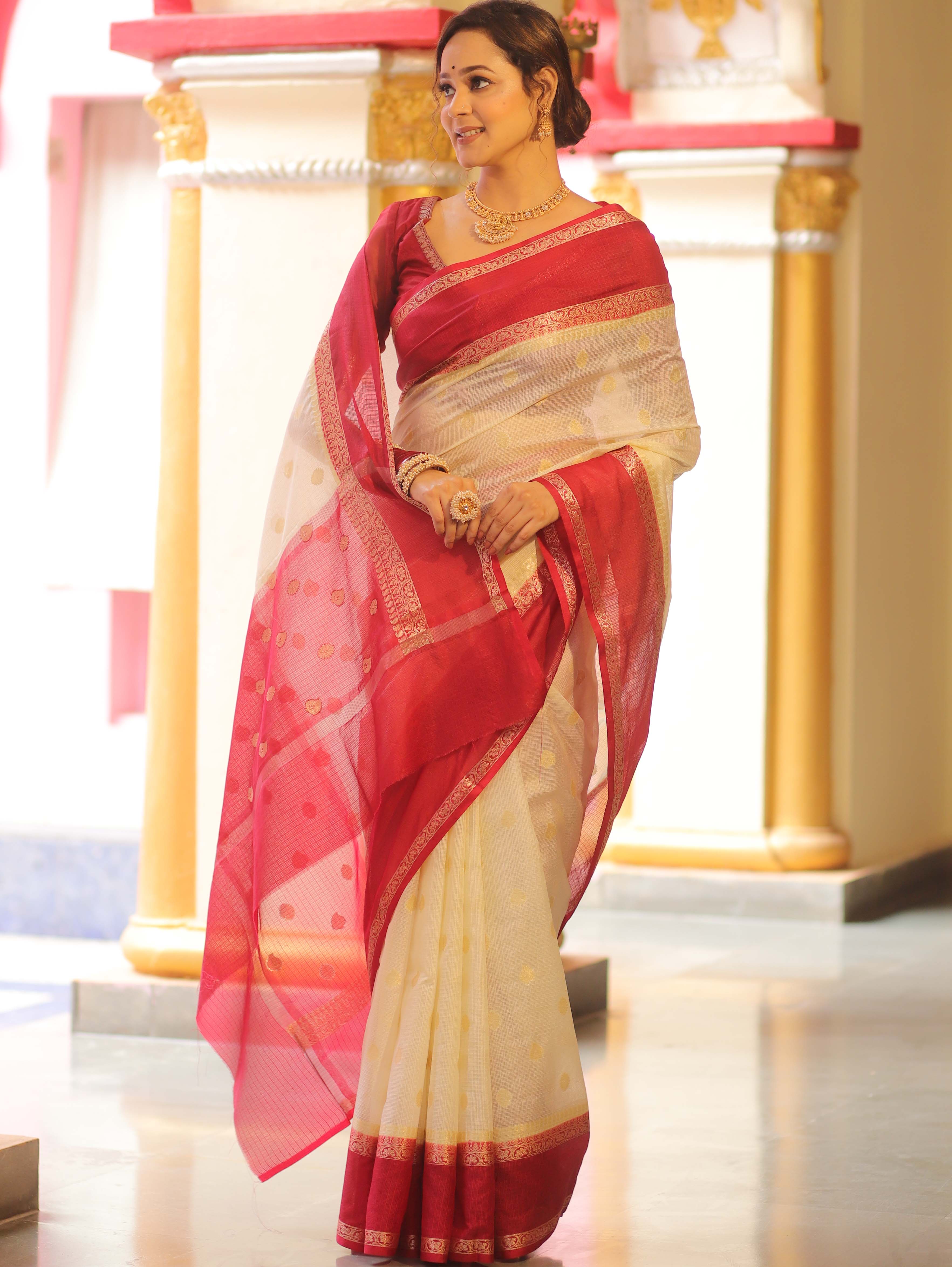 Banarasee Cotton Silk Kota Checks Saree