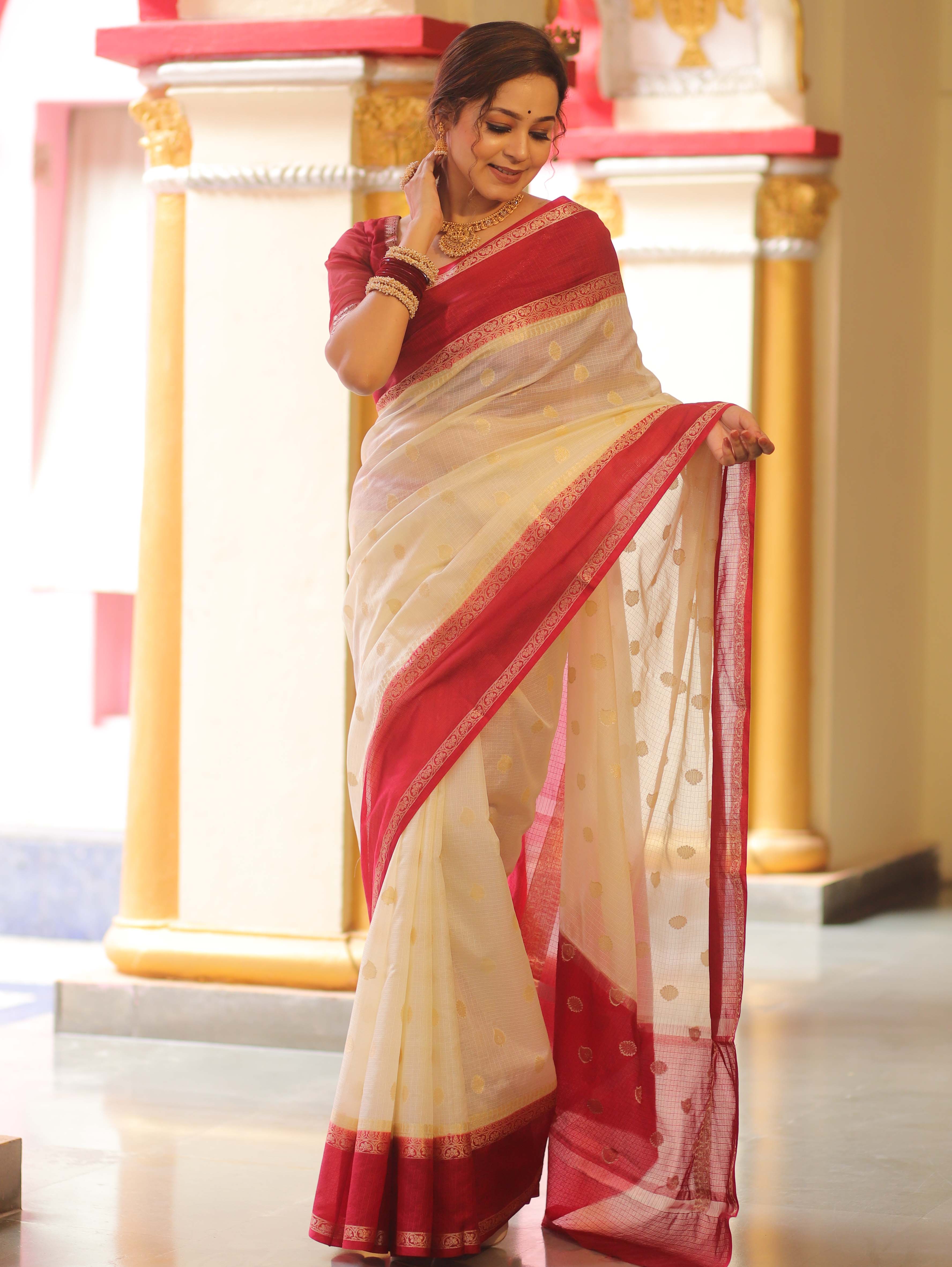 Banarasee Cotton Silk Kota Checks Saree