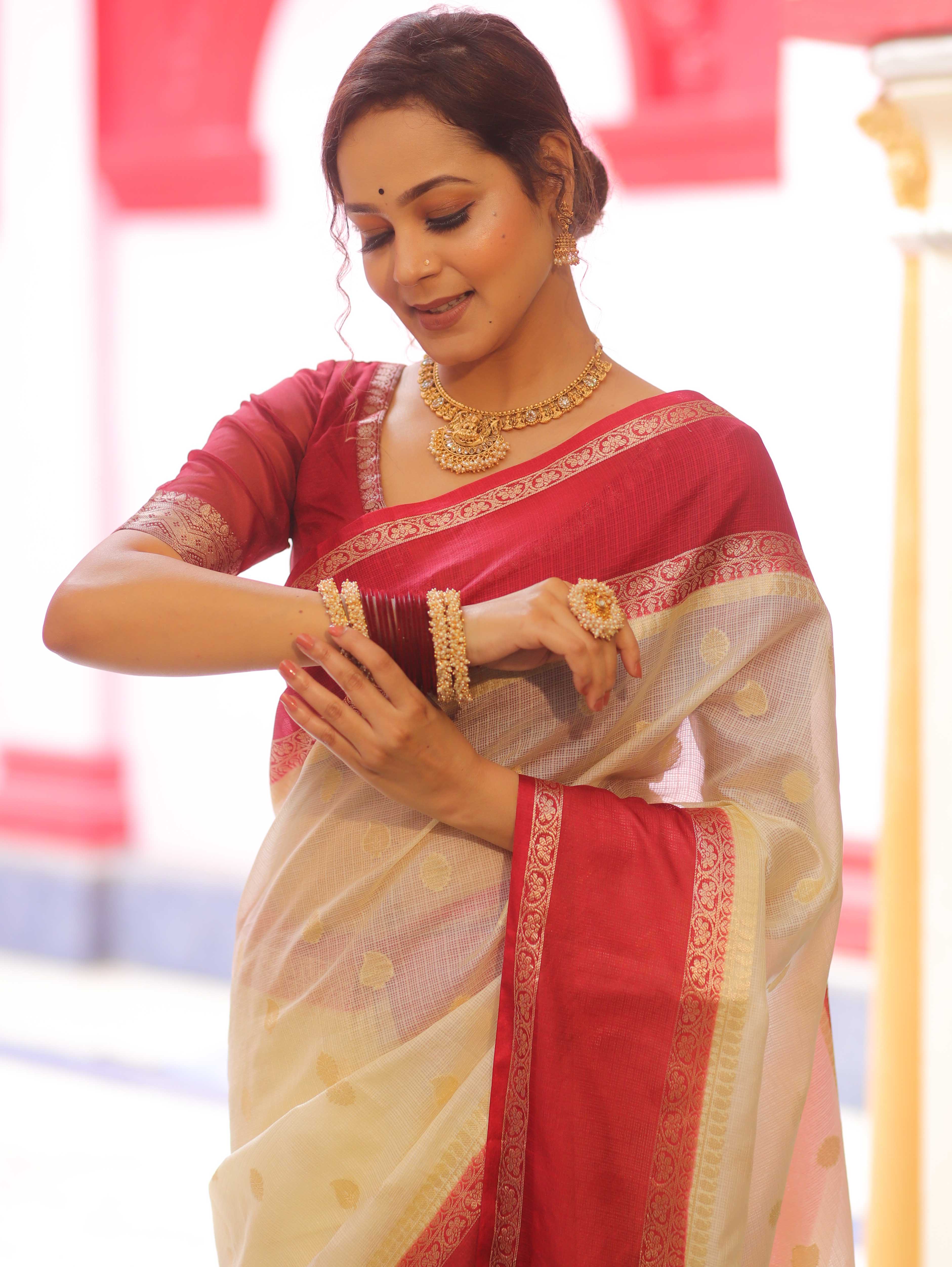 Banarasee Cotton Silk Kota Checks Saree