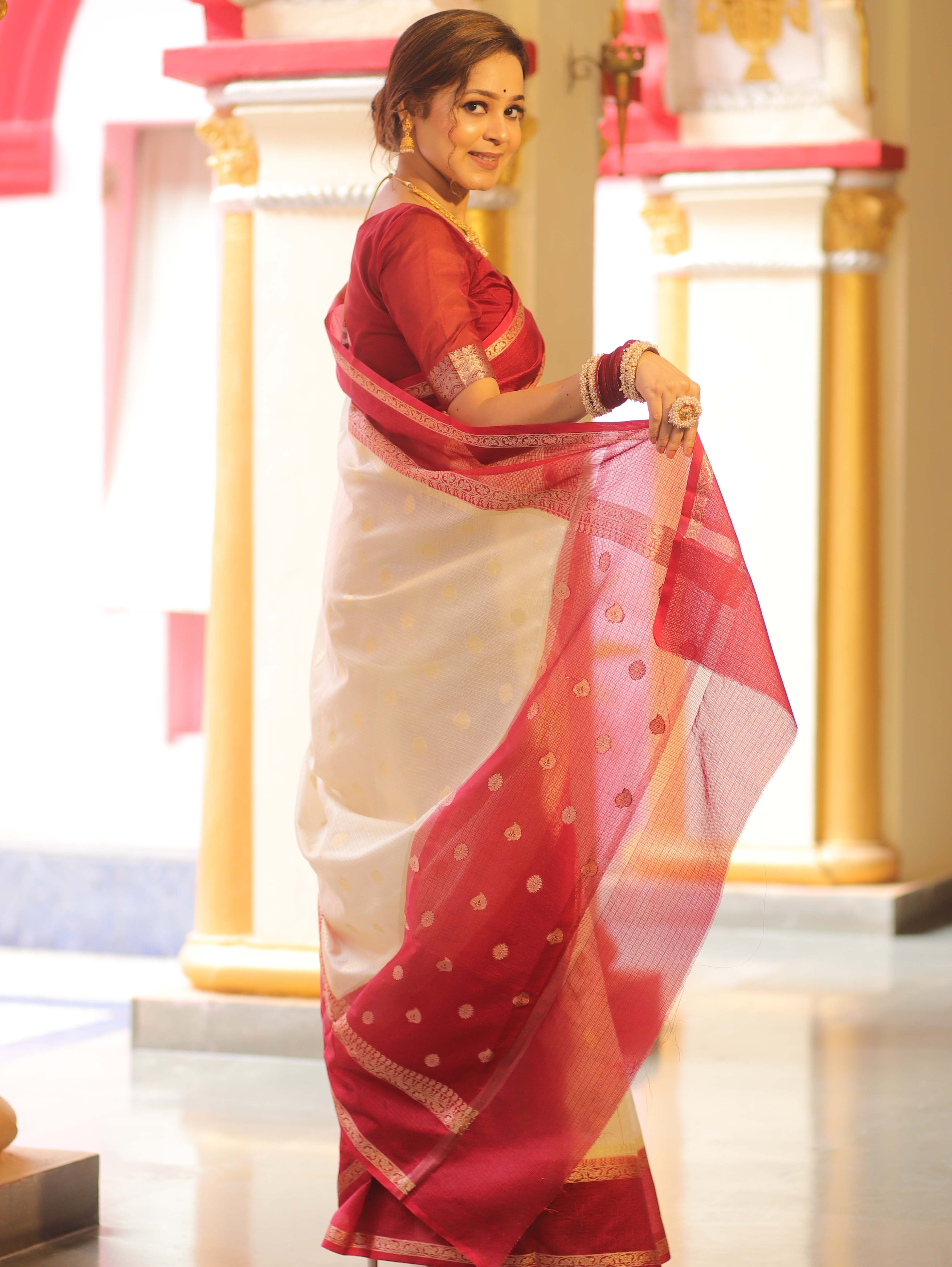 Banarasee Cotton Silk Kota Checks Saree