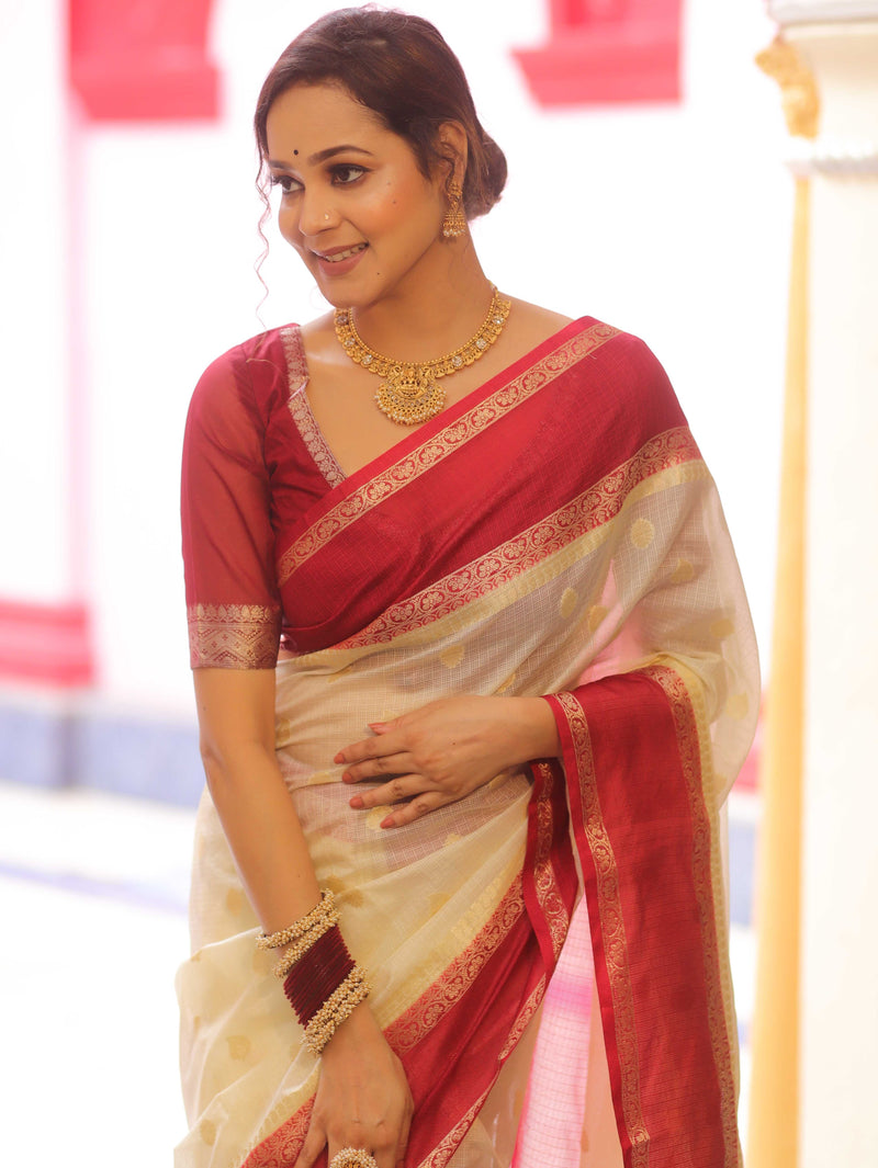 Banarasee Cotton Silk Kota Checks Saree