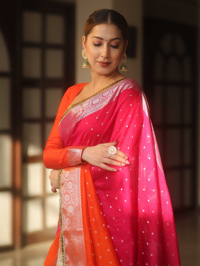 Banarasee Dual Color Semi-Chiffon Saree