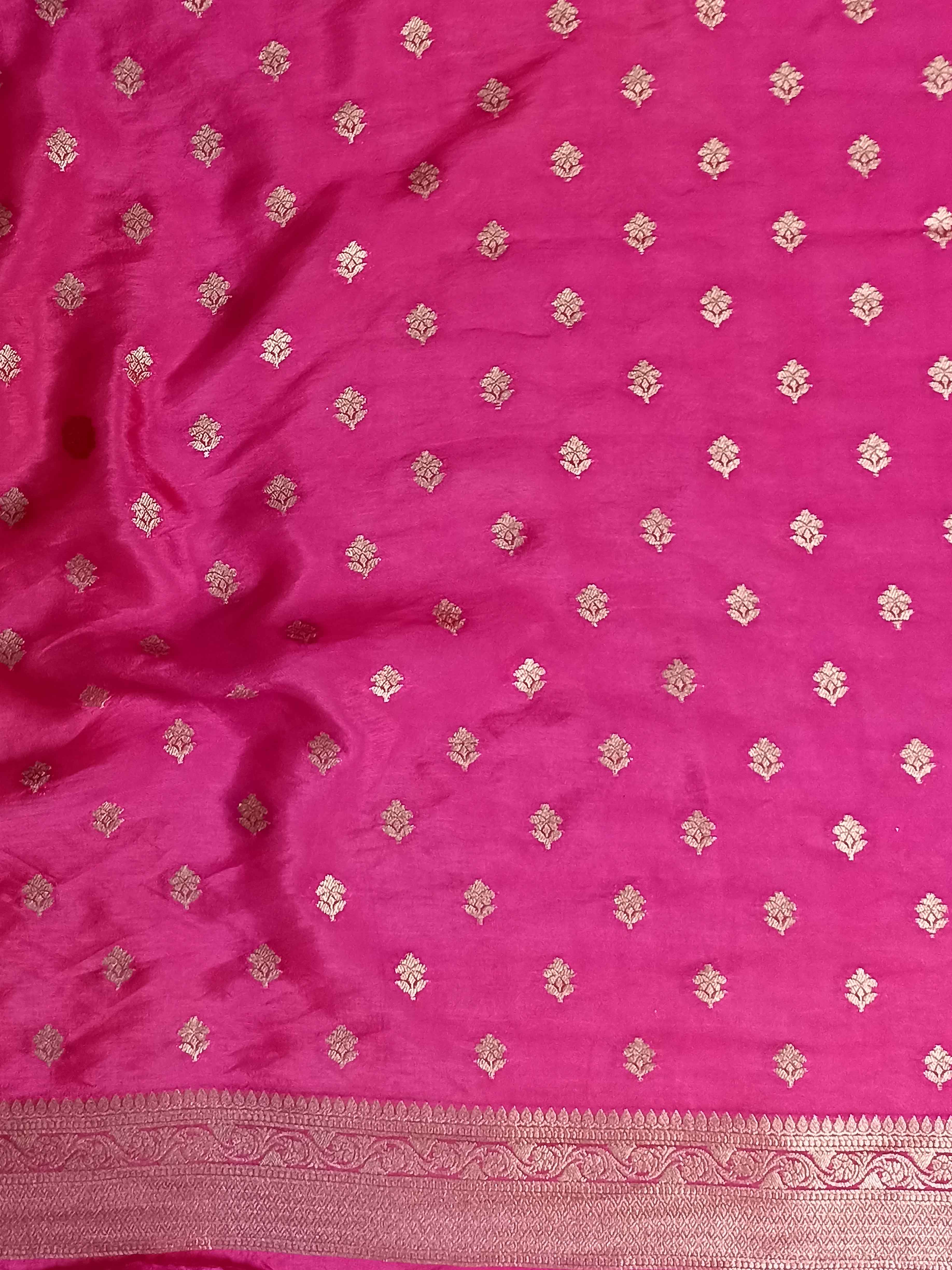 Banarasee Handwoven Pink Georgette Saree