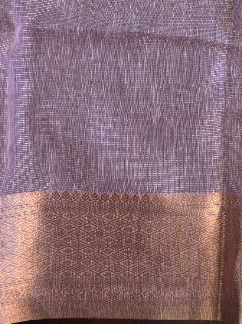 Banarasee Pink Linen Tissue Zari Saree