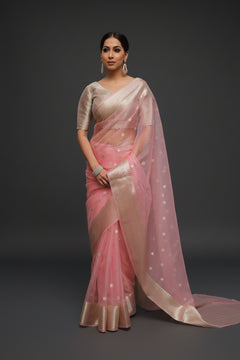 organza mix saree banarasi style