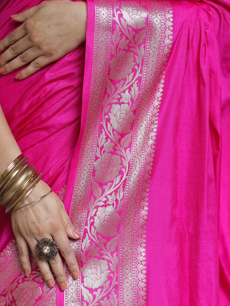 Banarasee Pink Semi Silk Saree