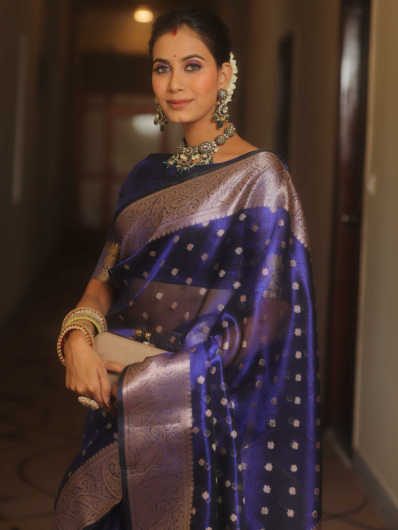 Banarasee Royal Blue Tissue Saree