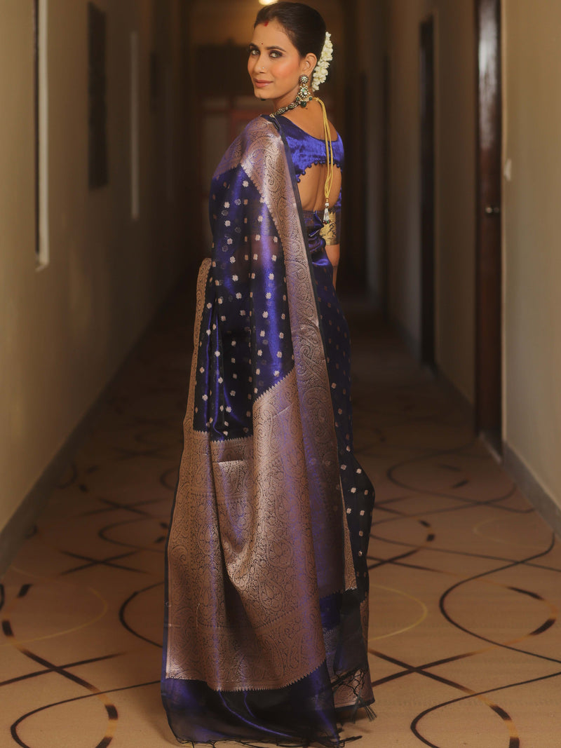 Banarasee Royal Blue Tissue Saree