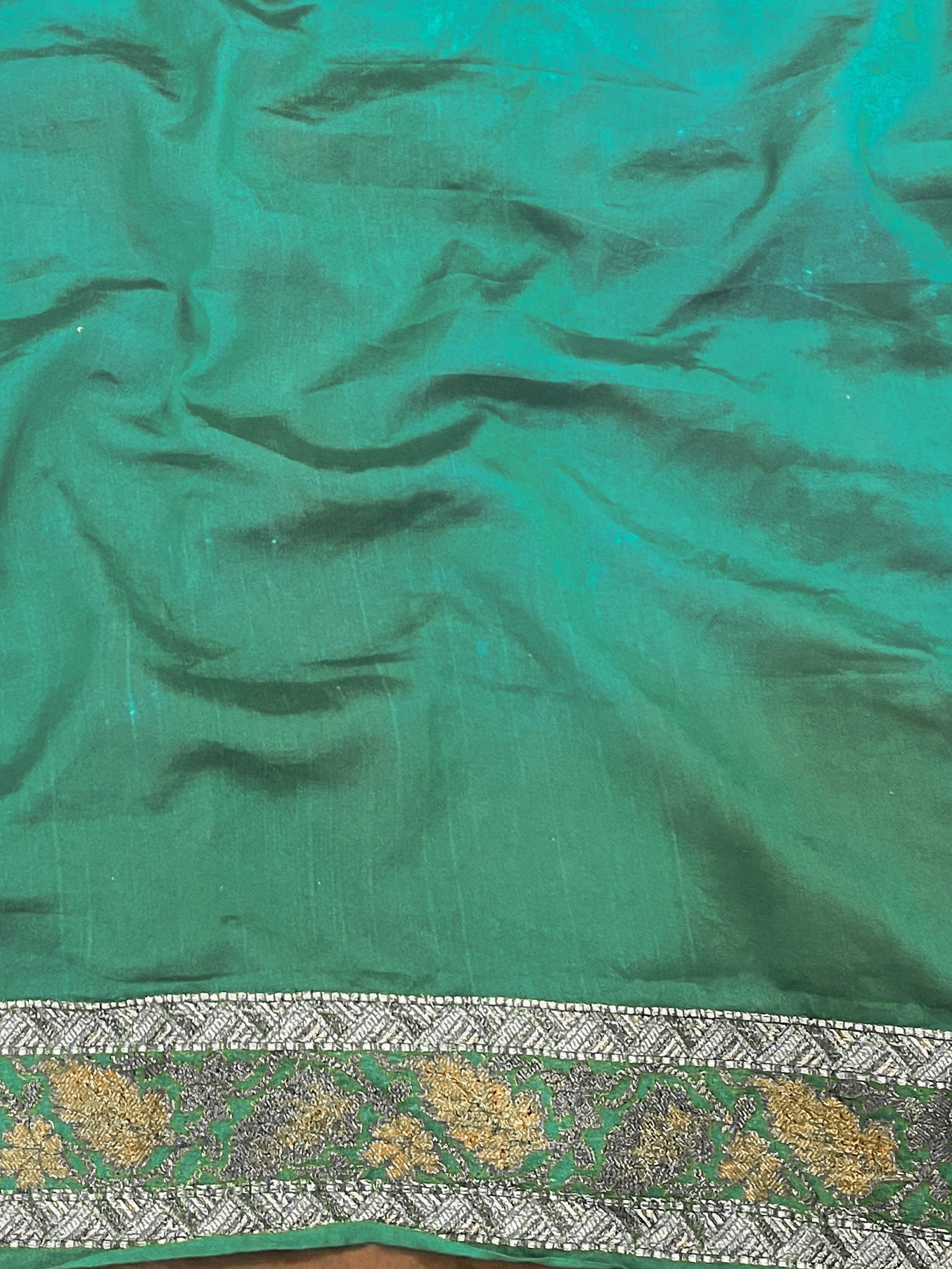 Banarasee Teal Georgette Zari Saree