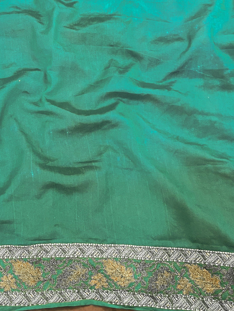 Banarasee Teal Georgette Zari Saree