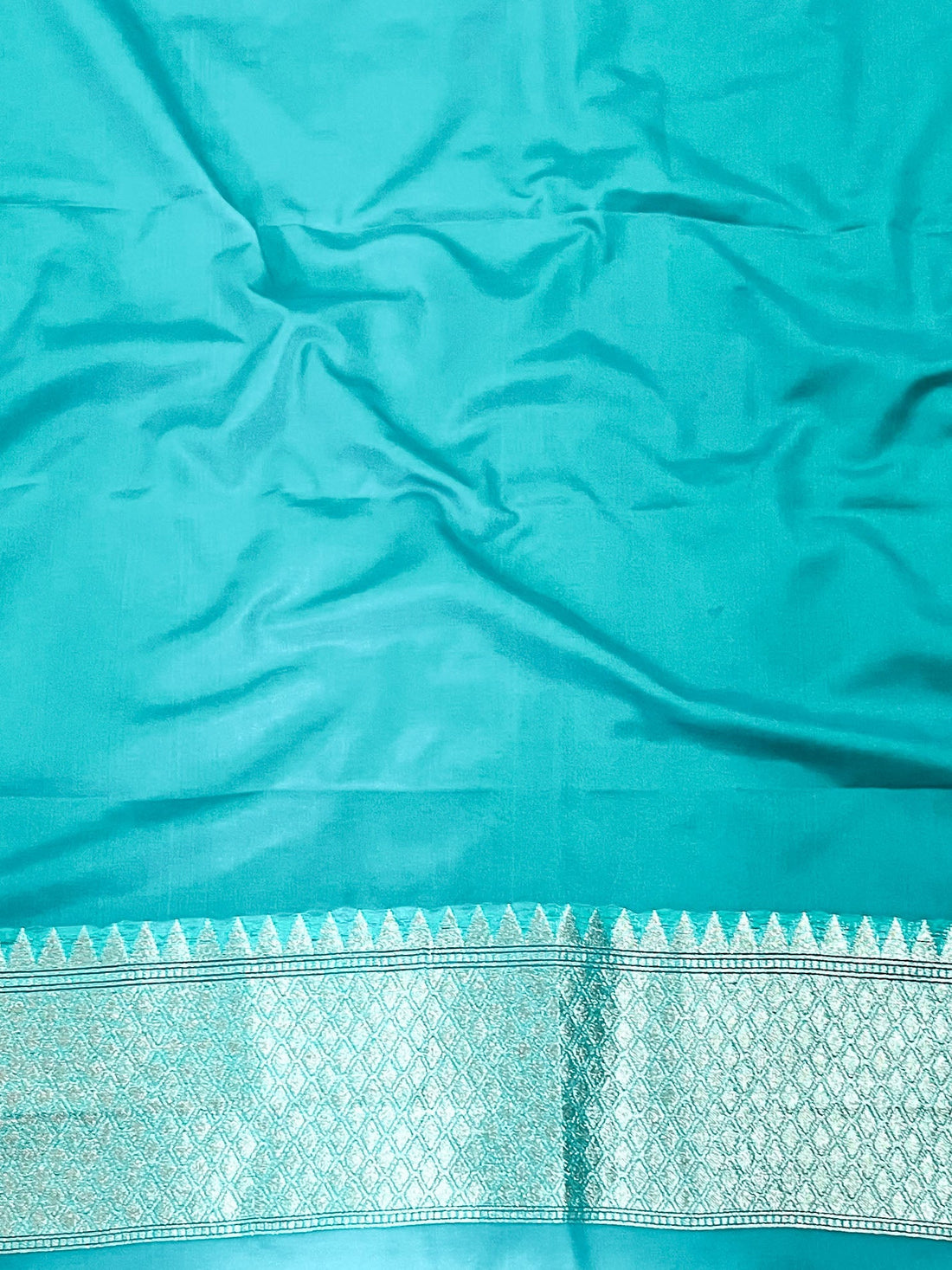 Banarasee Turquoise Semi-Katan Saree