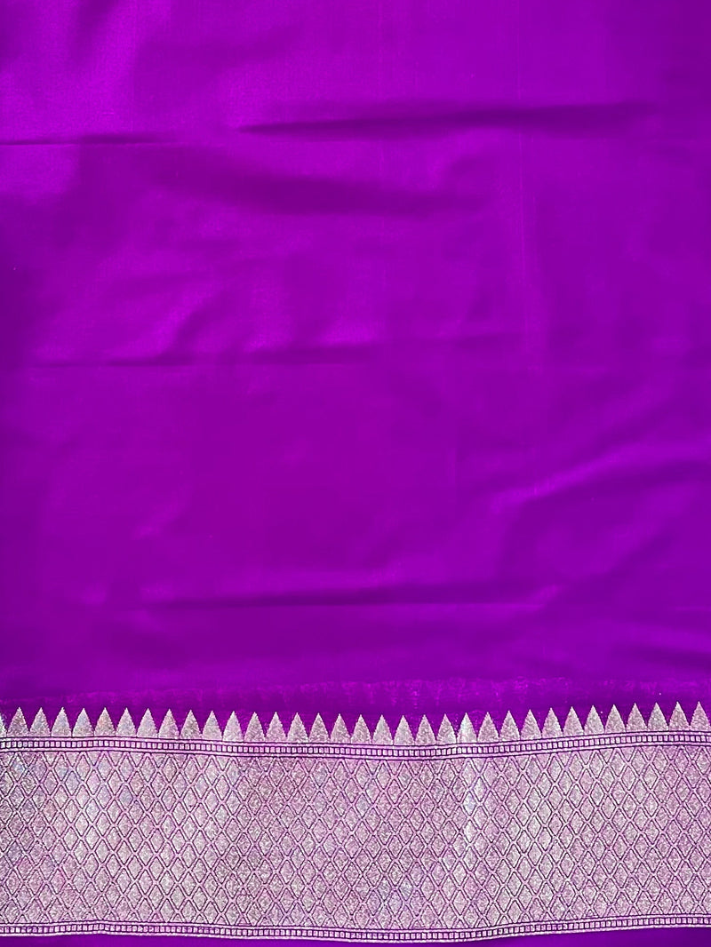 Banarasee Violet Semi-Katan Zari Saree
